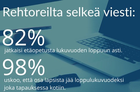 Tiedote: Yli 80 prosenttia rehtoreista: Etäopetusta syytä jatkaa kesään asti